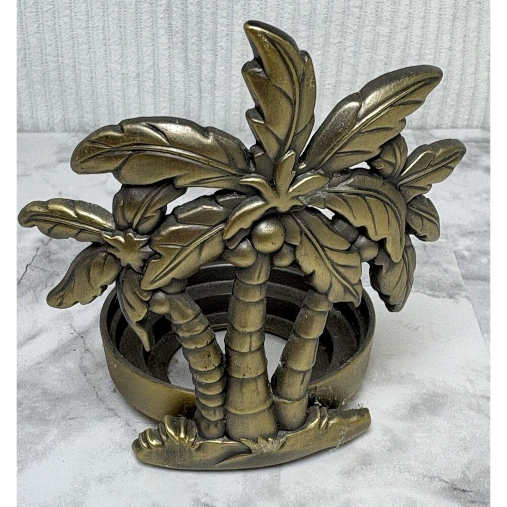 Coastal Palm Trees Tea Lights brushed gold tone